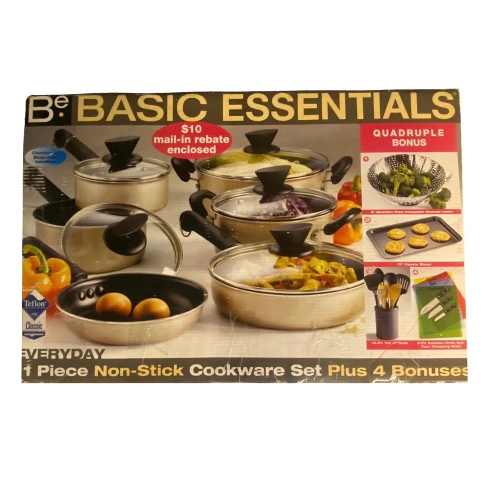 New 10 Piece Basic Essentials Non-Stick Cookware Set